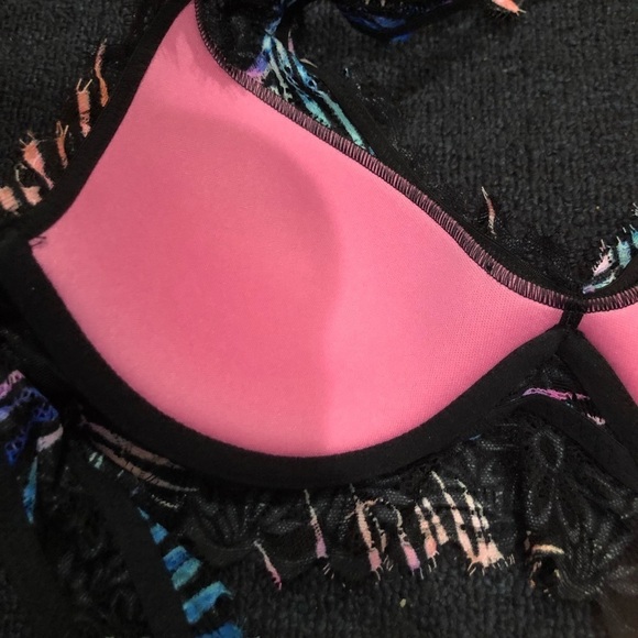 PINK Victoria’s Secret Lace Black & Multi Colored Bralette Size Small - Picture 7 of 9